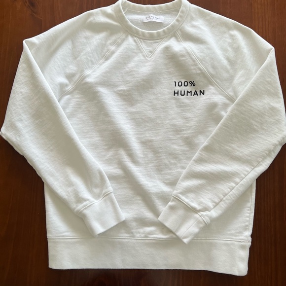 Everlane Sweaters - Everlane Unisex 100% Human White Cotton Sweatshirt Size Small